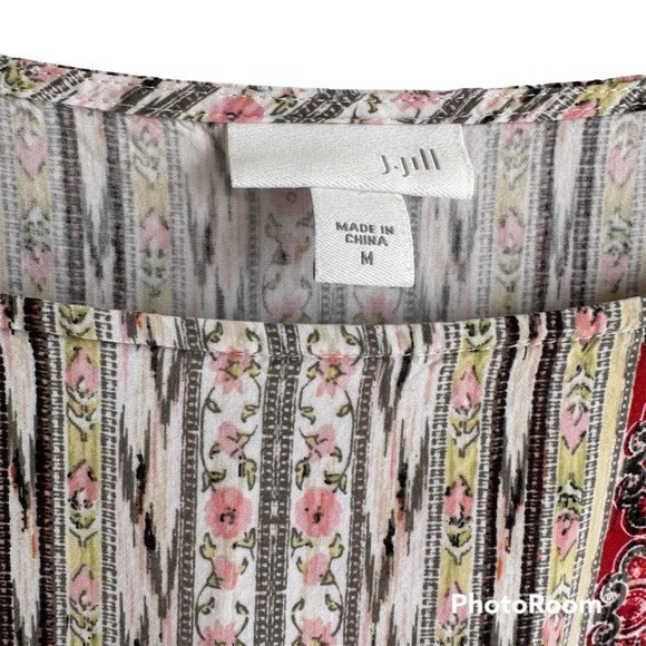 J.Jill Geometric Multicolor Rayon Ladies Career Blouse, M - Picture 3 of 7